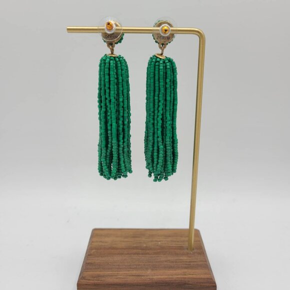 J Crew Factory Green Beaded Drop Earrings - Picture 4 of 8
